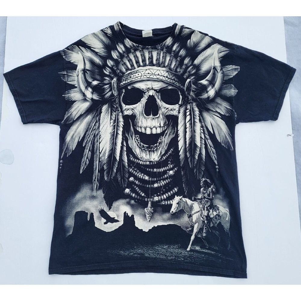 Native American Print Fruit of the Loom Heavy Cotton HD T Shirt‎ Mens Size XL
